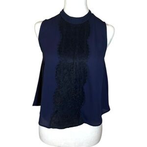 Charlotte Russe Navy Blue Lace Blouse